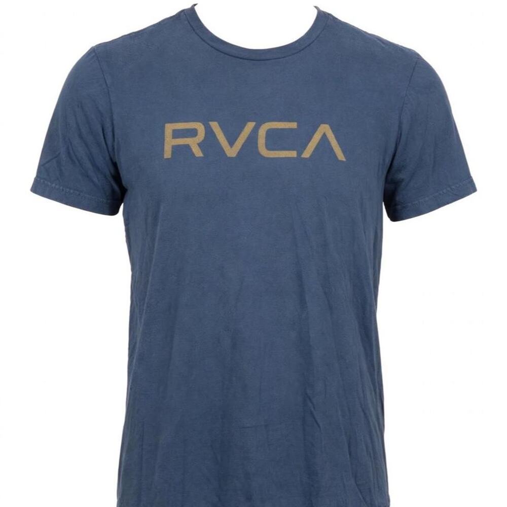 RVCA T-Shirt Mens M Blue Gold Logo Standard Tee Skate Surf